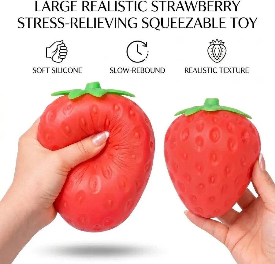 Extra Large Strawberry Squishy Stress Ball, 5"