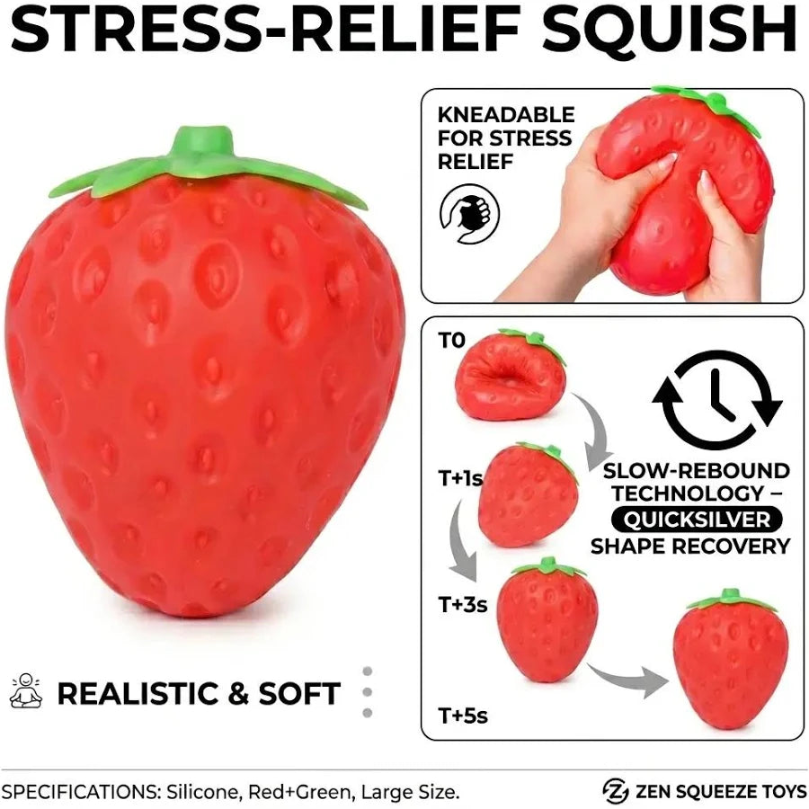 Extra Large Strawberry Squishy Stress Ball, 5"
